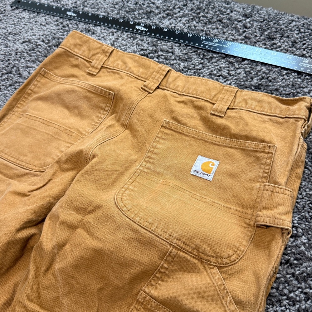 Work Carhartt Straight Fit Pants Mens Brown Excellent Double Knee 36x32